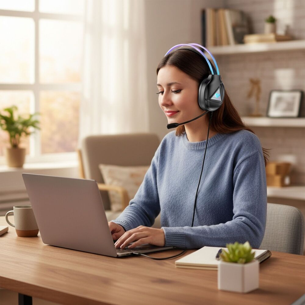 Laser Black RGB Infinity USB-C Compatible Wired Gaming Over-Ear Headphones — image 10