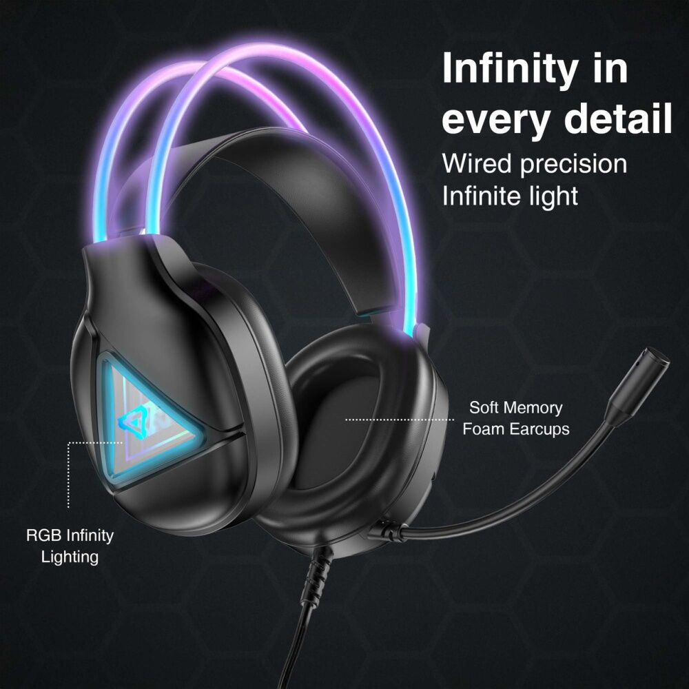 Laser Black RGB Infinity USB-C Compatible Wired Gaming Over-Ear Headphones — image 4