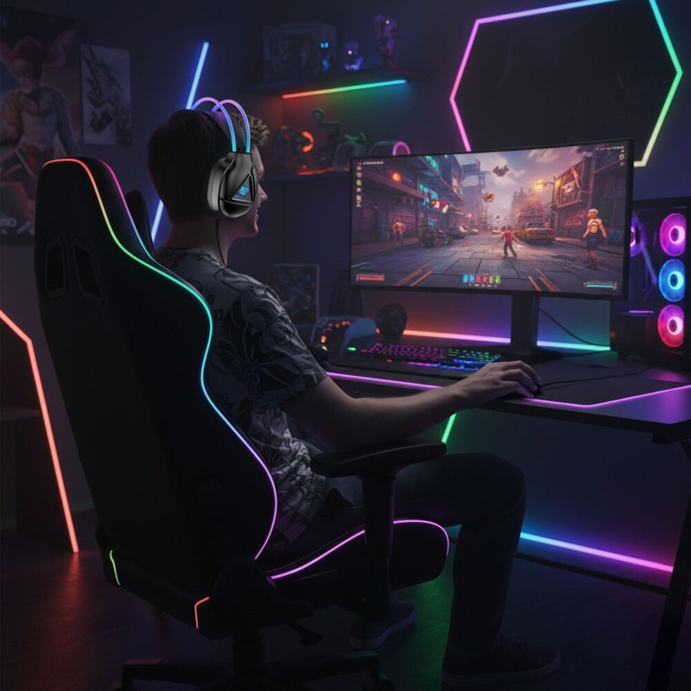 Laser Black RGB Infinity USB-C Compatible Wired Gaming Over-Ear Headphones — image 9