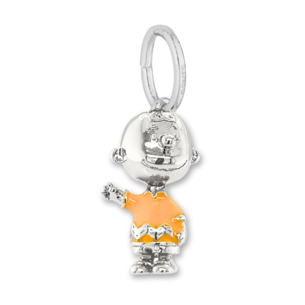Couture Kingdom Peanuts Charlie Brown Charm 14k Gold Plated Brass Silver 20mm Drop Includes Gift Box