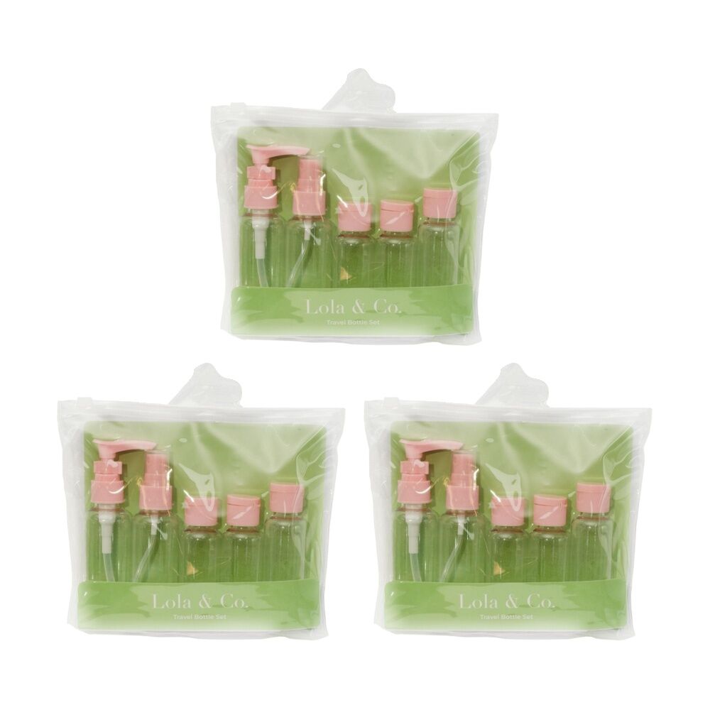 Lola & CO 5pc Lola & Co Makeup Travel Container Kit w/ 5 Clear Bottles (3 Pack)