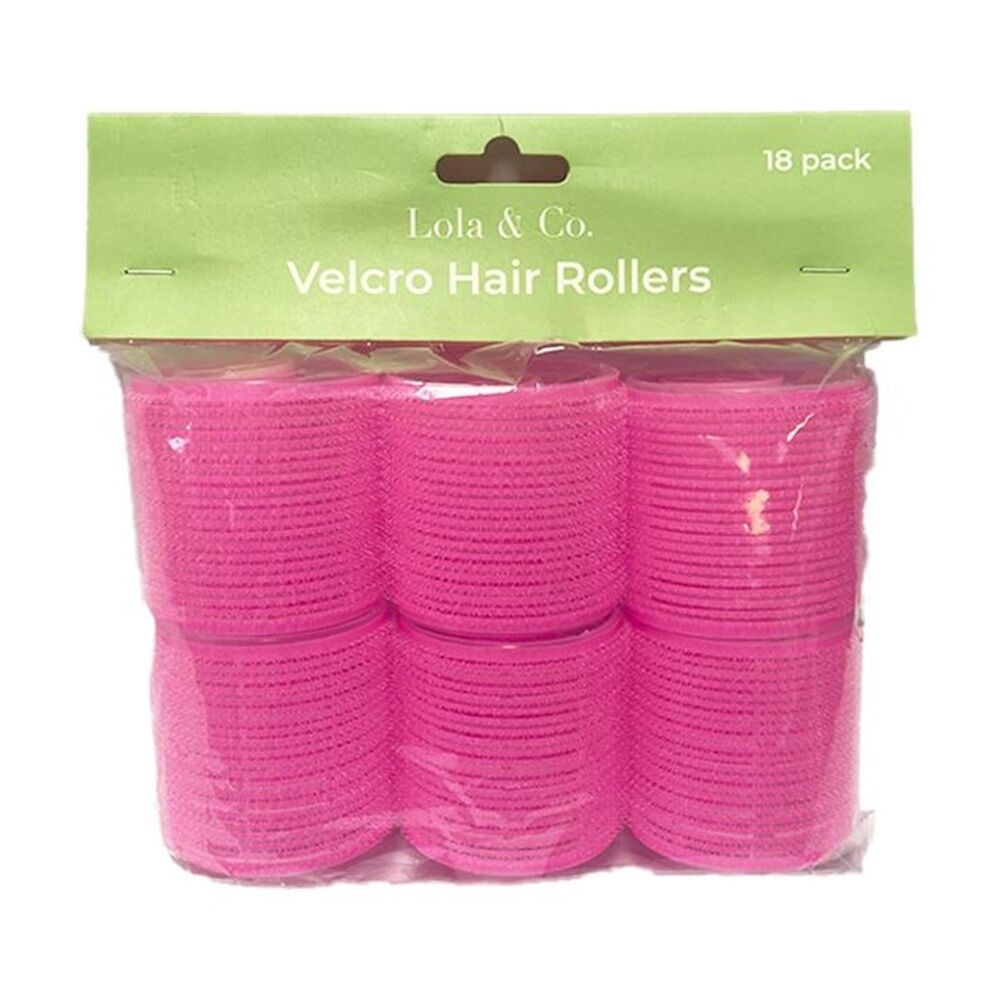 Lola & CO 18pc Lola & Co Hook & Loop Easy Attachment Hair Rollers Curlers Set Pink (4 Pack) — image 2