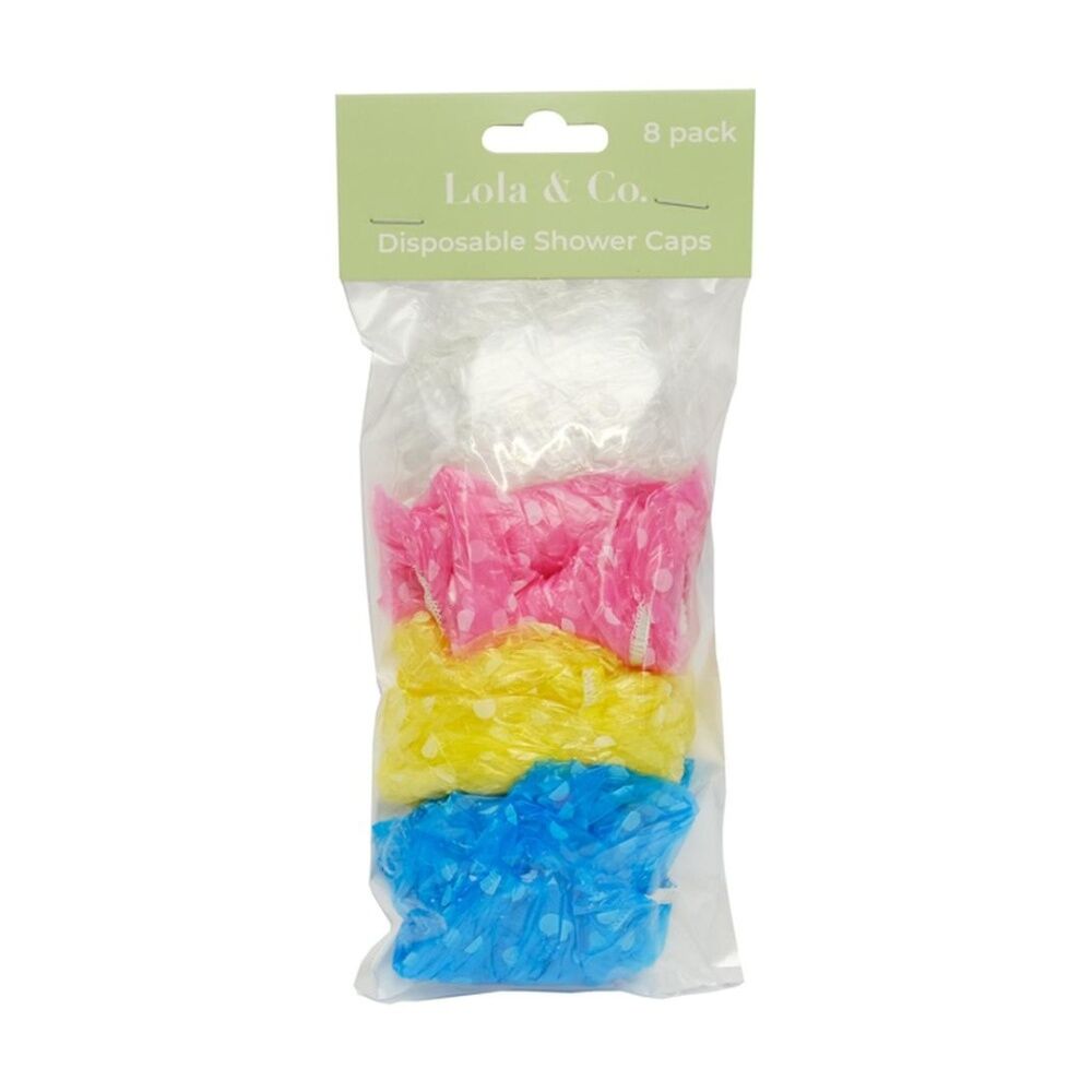 Lola & CO Disposable Shower Cap Set Multi Coloured Assorted (8 Pieces)