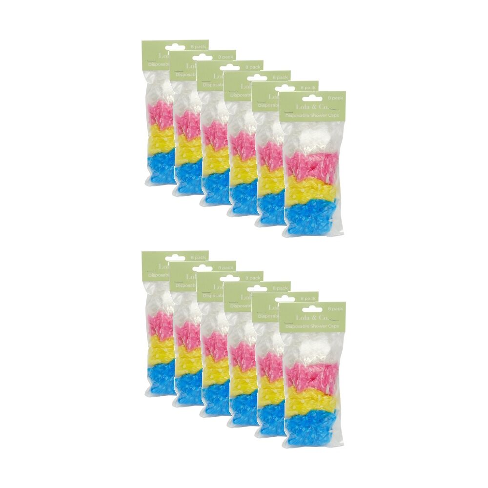 Lola & CO 8pc Lola & Co Disposable Shower Cap Set Multi Coloured Assorted (12 Pack)