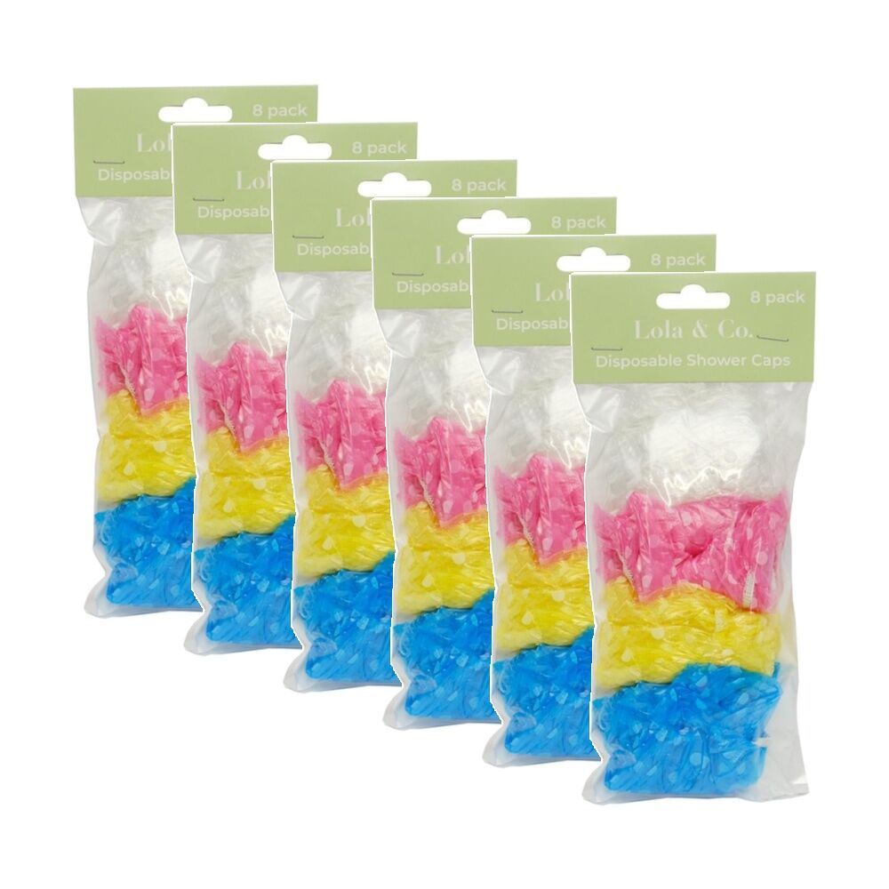 Lola & CO 8pc Lola & Co Disposable Shower Cap Set Multi Coloured Assorted (6 Pack)