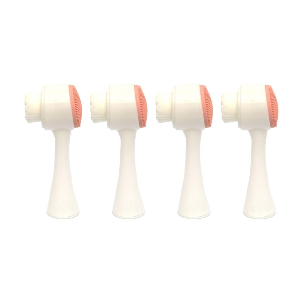 Lola & CO Facial Cleansing Brush w/ Ergonomic Handle White/Pink (4 Pack)