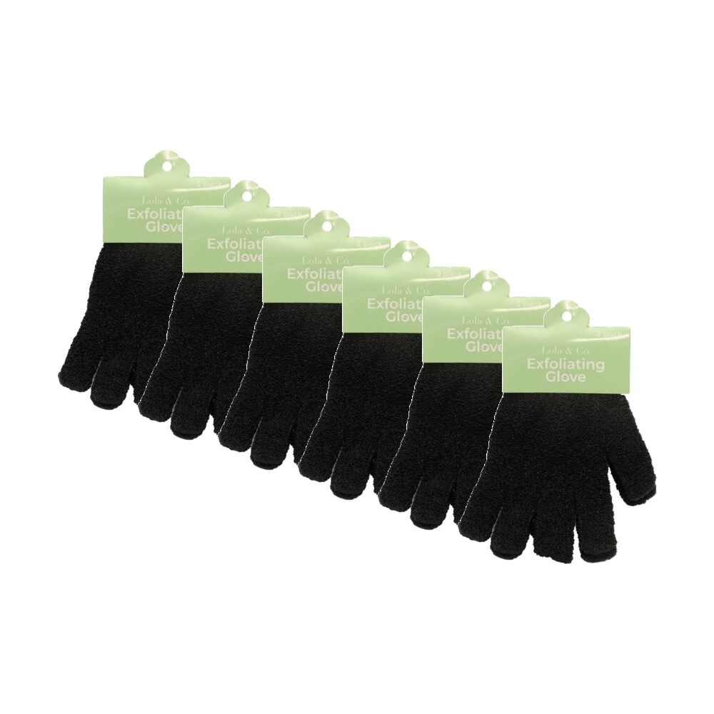 Lola & CO 2pc Lola & Co Textured Bath Body Exfoliating Gloves Set Black (6 Pack)