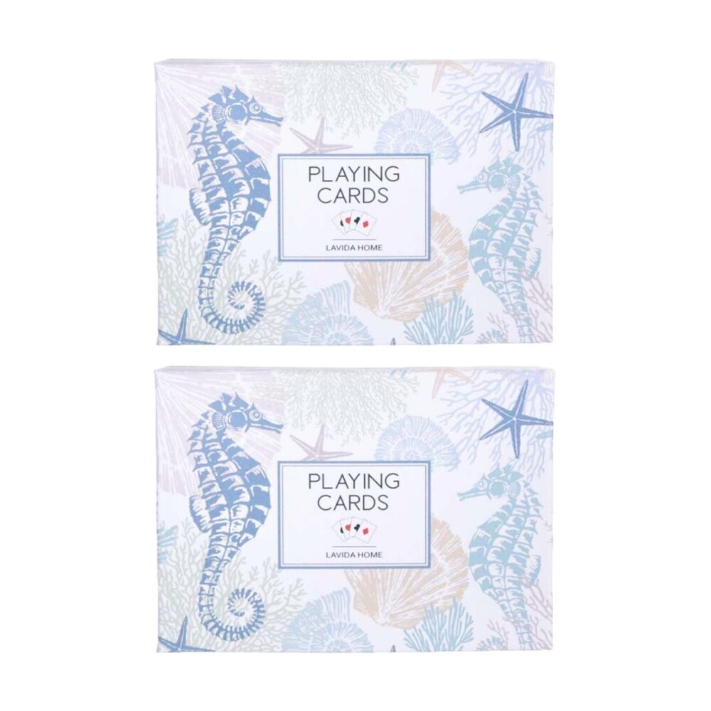 LVD Seahorse-Themed Poker/Game Playing Cards Standard Deck 8.9x6.3cm (2 Pack)