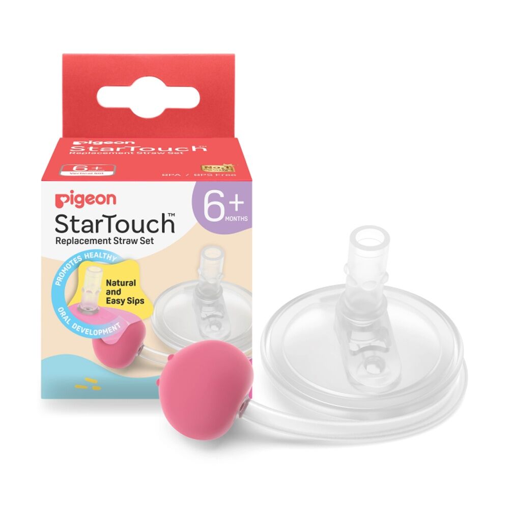 Pigeon 2pc Pigeon StarTouch Replacement Straw Set Spill Proof 6M+ Bubblegum Pop (2 Pack) — image 3