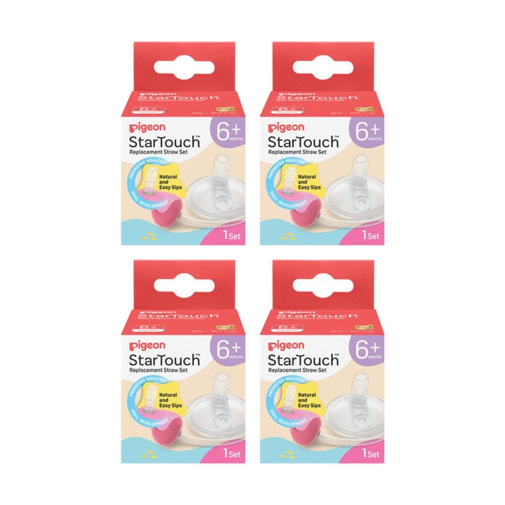 Pigeon 2pc Pigeon StarTouch Replacement Straw Set Spill Proof 6M+ Bubblegum Pop (4 Pack)