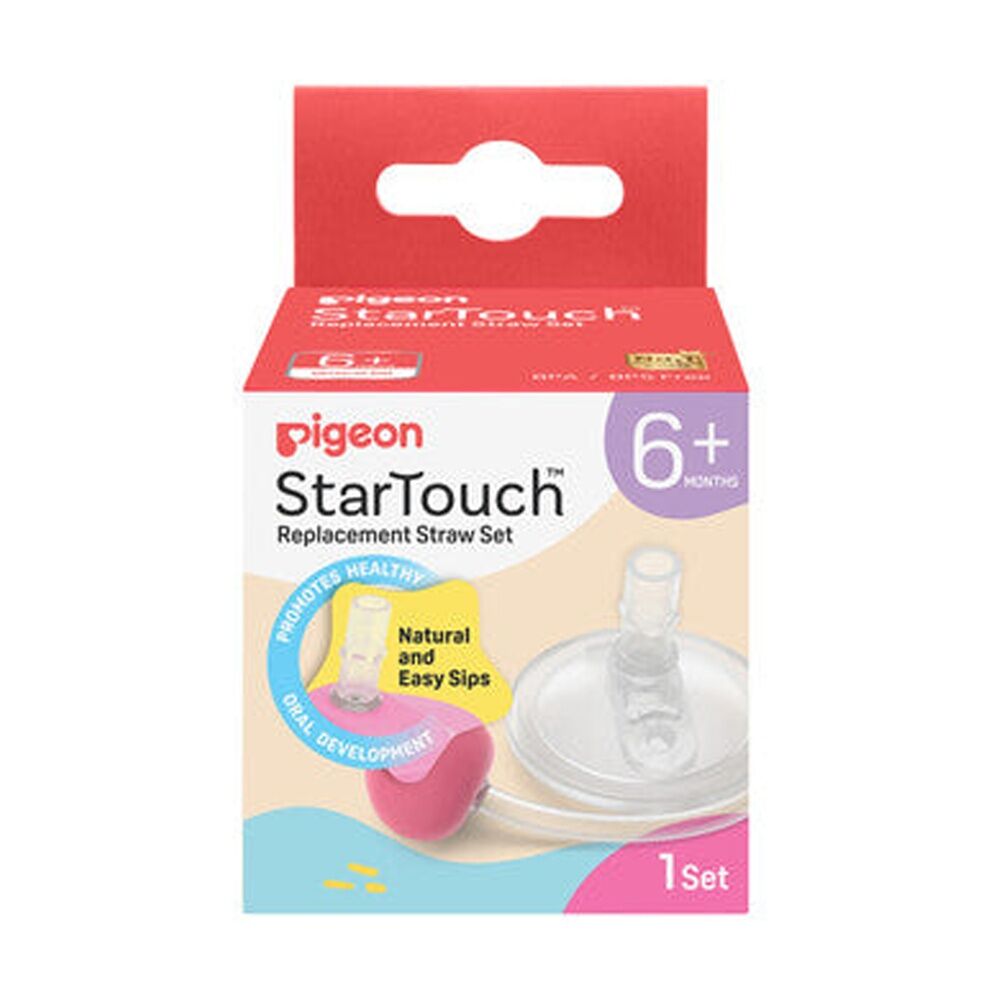 Pigeon 2pc Pigeon StarTouch Replacement Straw Set Spill Proof 6M+ Bubblegum Pop (4 Pack) — image 2