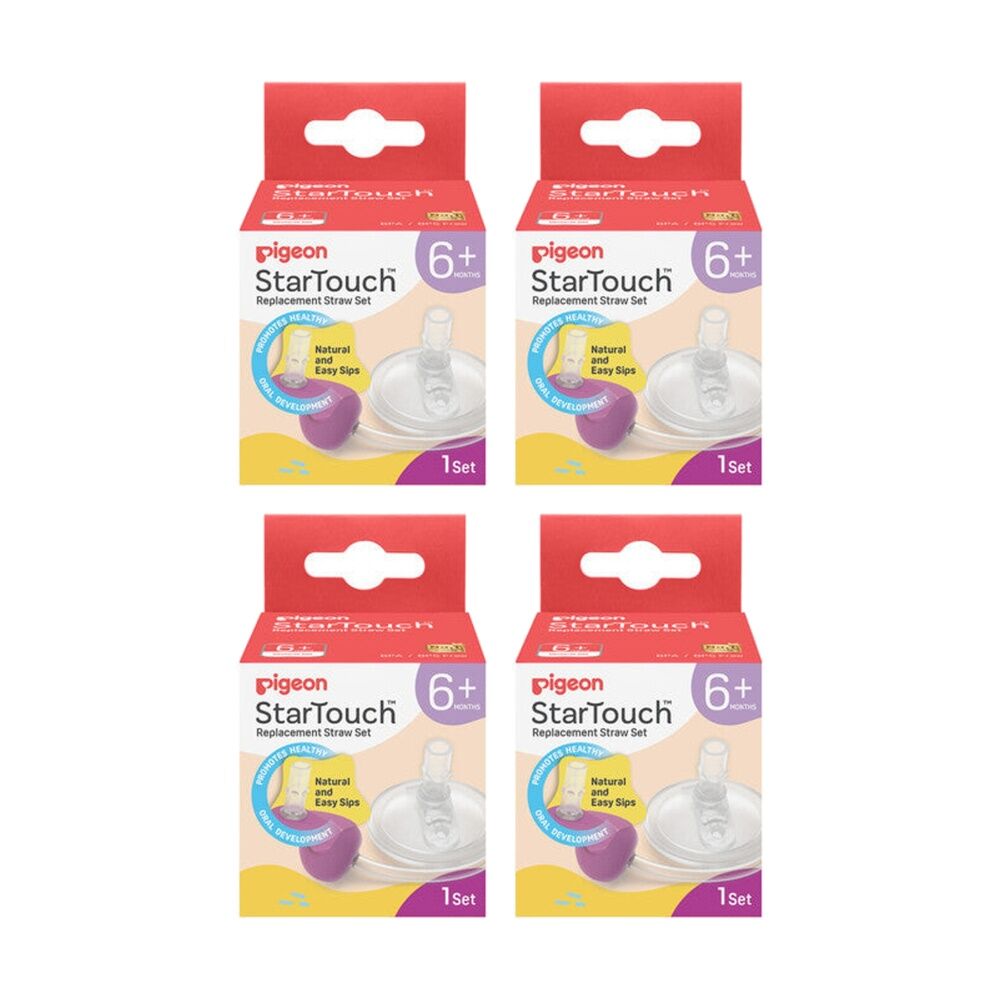 Pigeon 2pc Pigeon StarTouch Replacement Straw Set Spill Proof 6M+ Berry Blast (4 Pack)