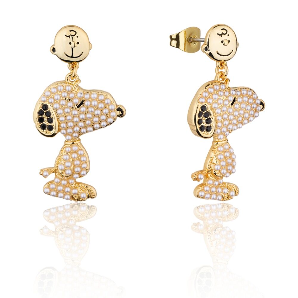 Couture Kingdom Peanuts Snoopy & Charlie Drop Earrings Jewellery — Brown Gold