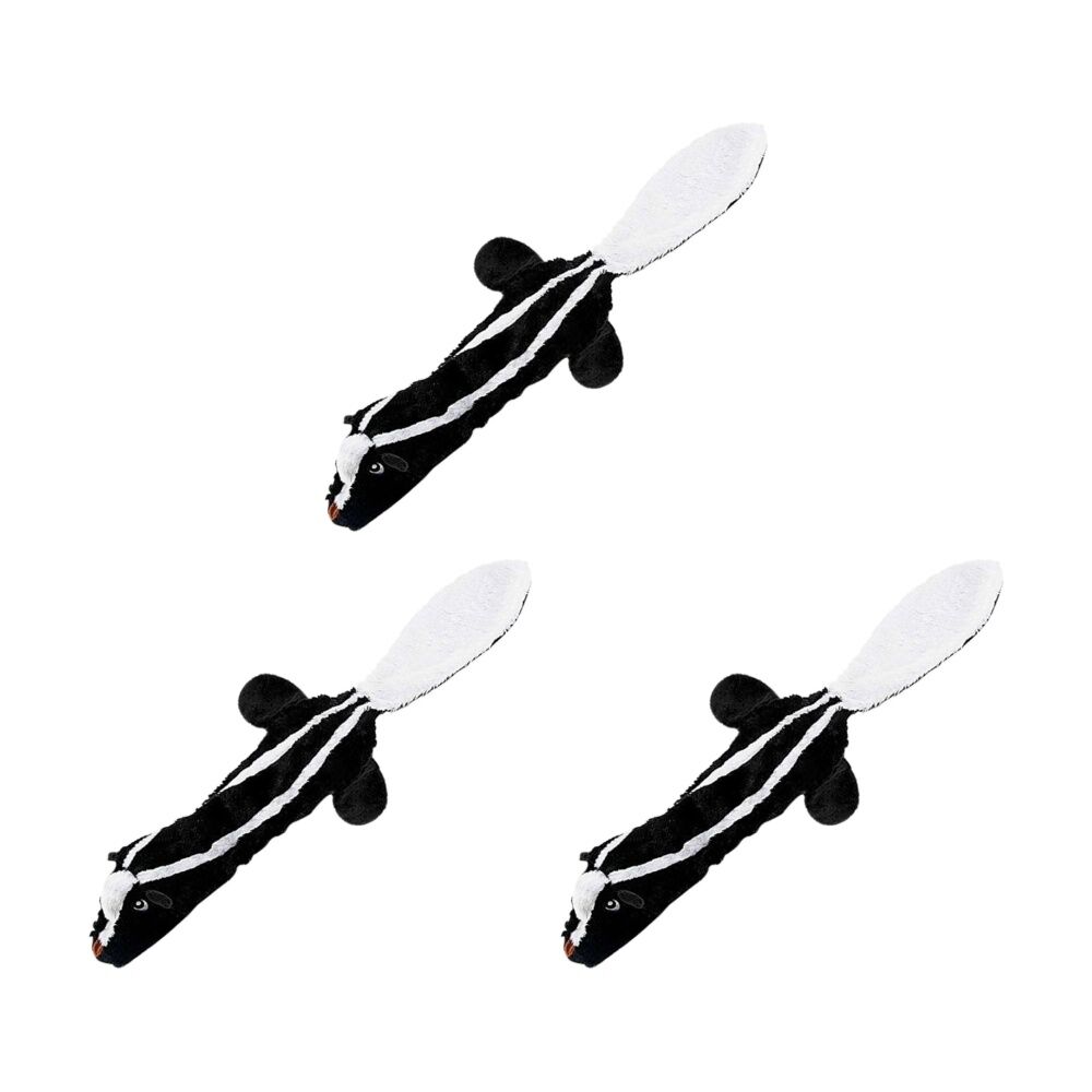 Braz Soft Cuddly Throwing Plush Pet Dog Toy Skunk Design Black/White (3 Pack)