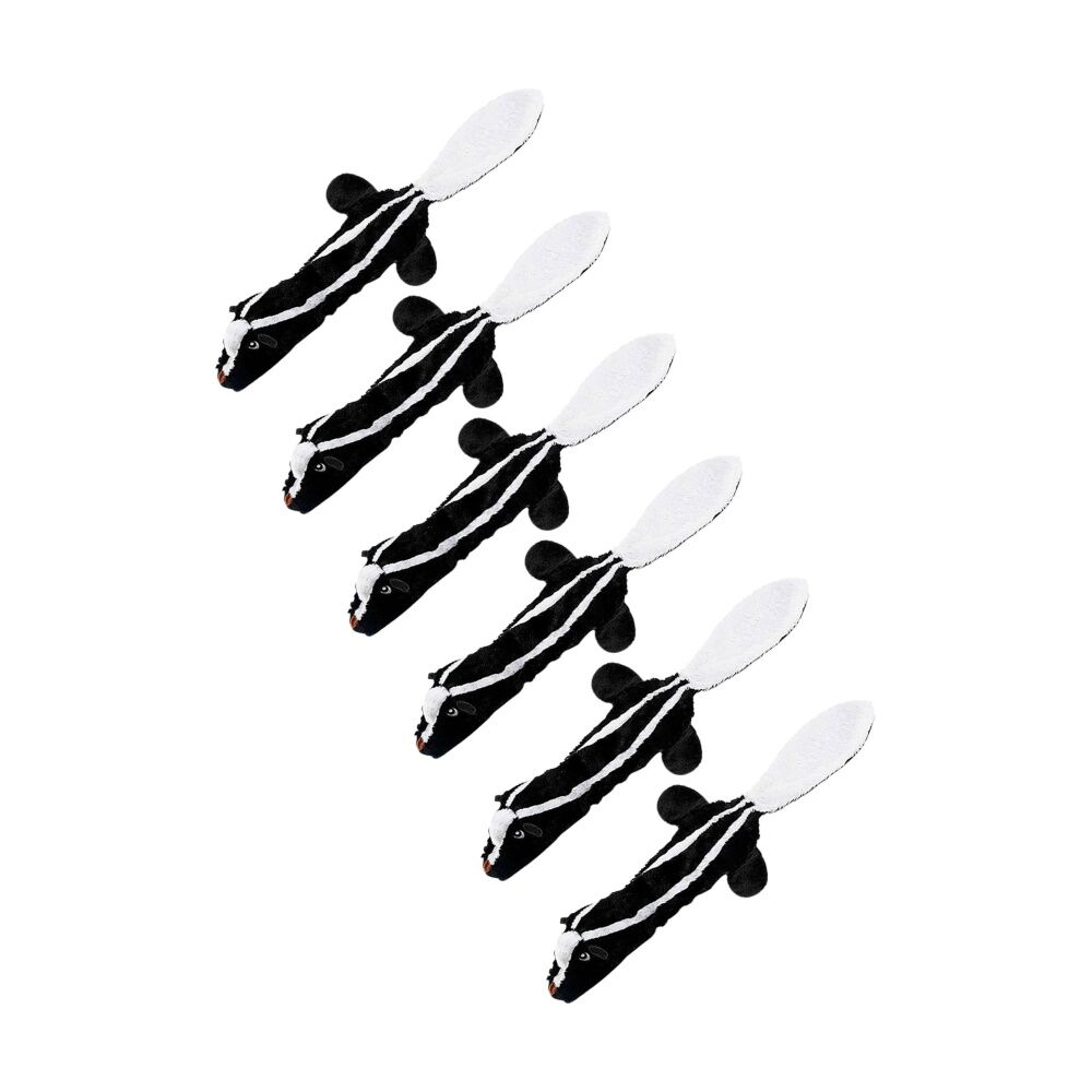 Braz Soft Cuddly Throwing Plush Pet Dog Toy Skunk Design Black/White (6 Pack)