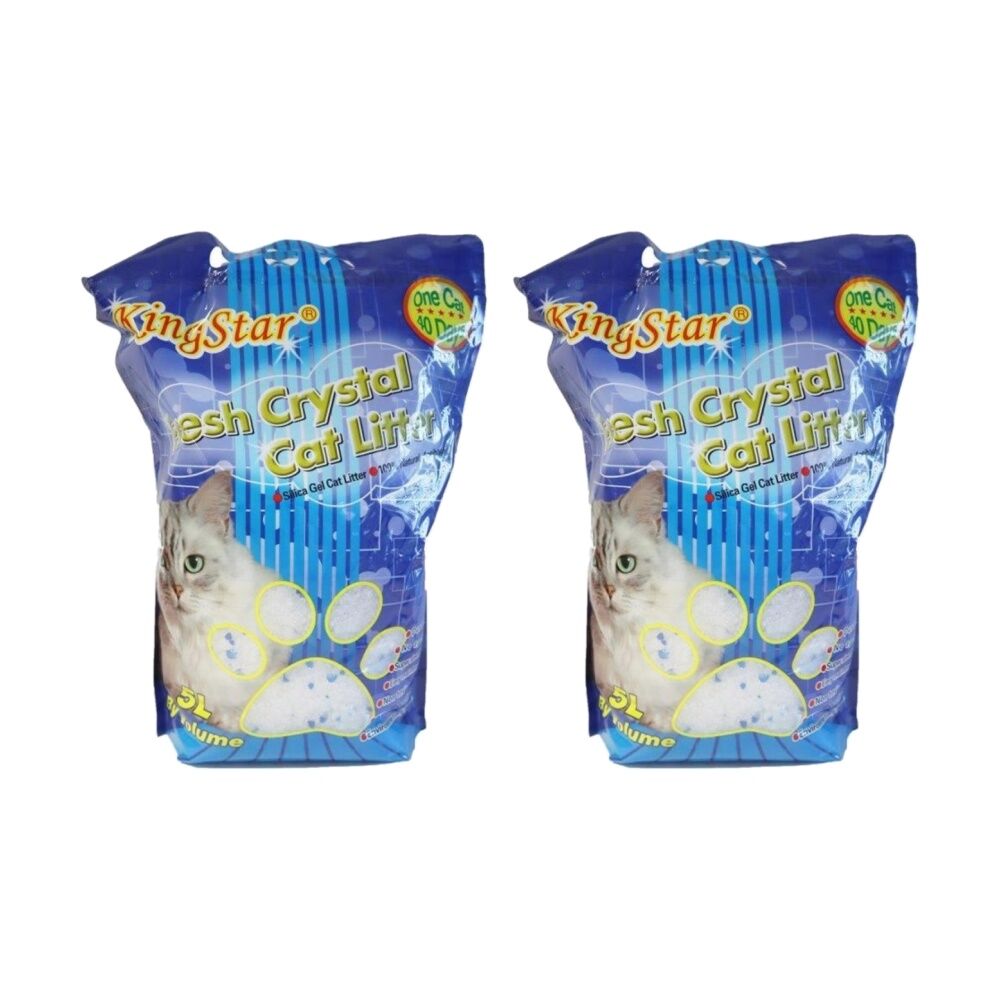 Kingstar Fresh Crystal Odour Control Kitty Litter Bag Up to 40 Days 5L (2 Pack)