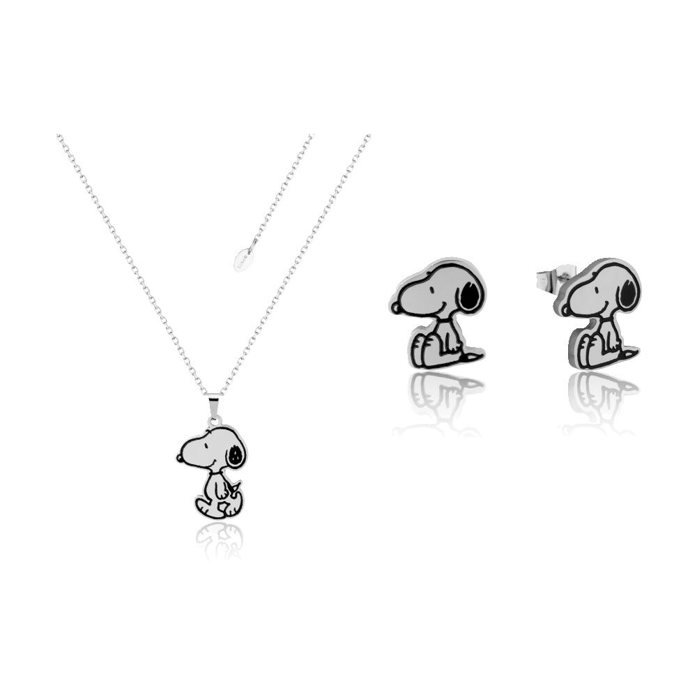 Couture Kingdom Silver Peanuts Accessory Snoopy Stud Earrings & Necklace