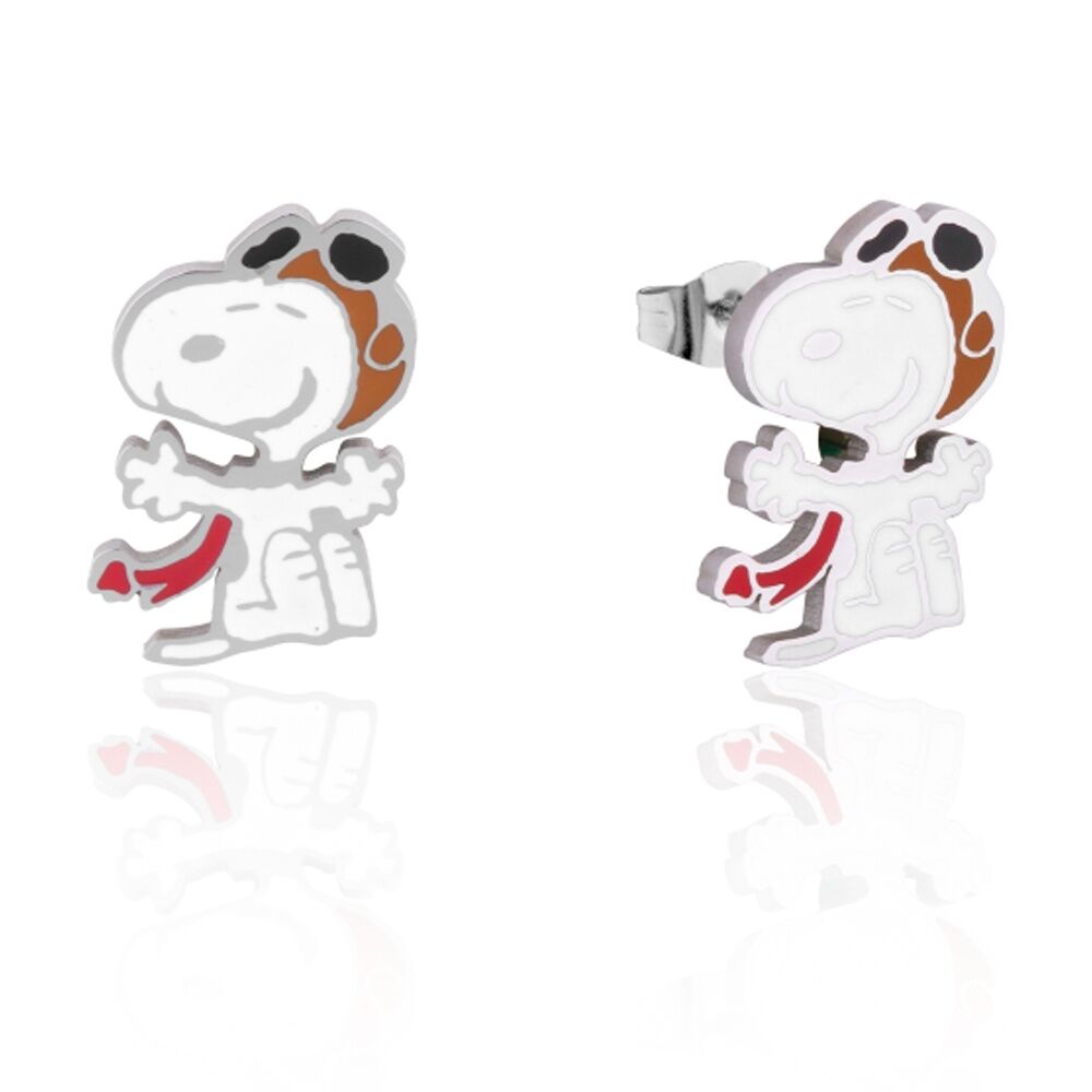 Couture Kingdom Silver Peanuts Snoopy Flying Ace Stud Earrings Jewellery