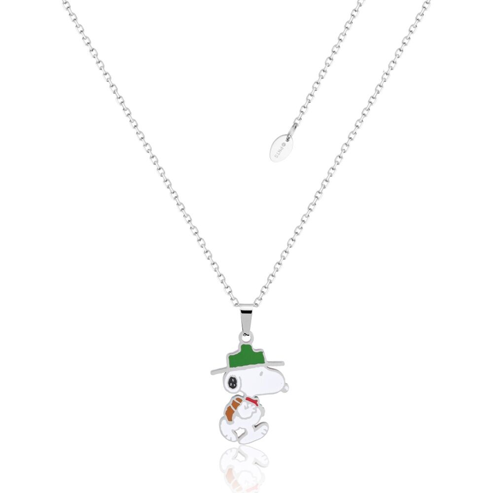 Couture Kingdom Peanuts Beagle Scout Necklace - Hypoallergenic Stainless Steel With Enamel - 40cm Chain Plus 7cm Extension - 20mm Pendant - Silver