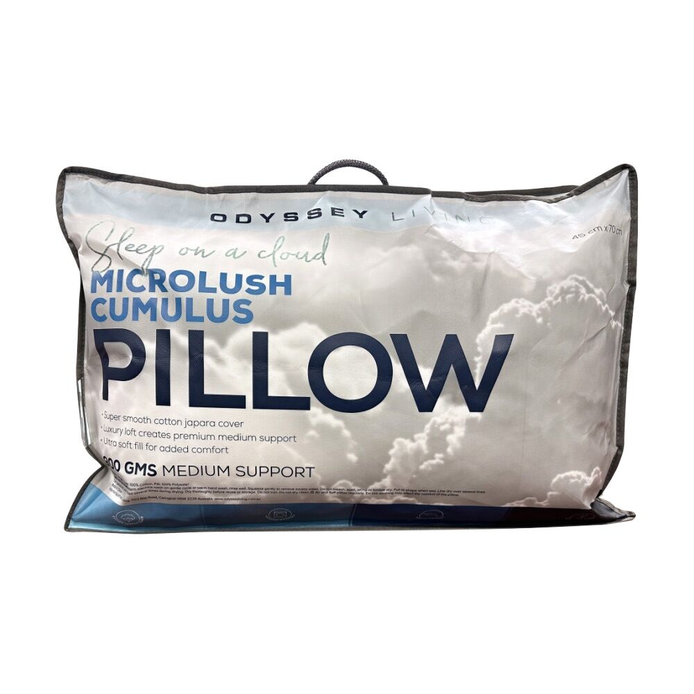 Odyssey Living Microlush Pillow 900gsm White Standard Medium Support (2 Pack) — image 2