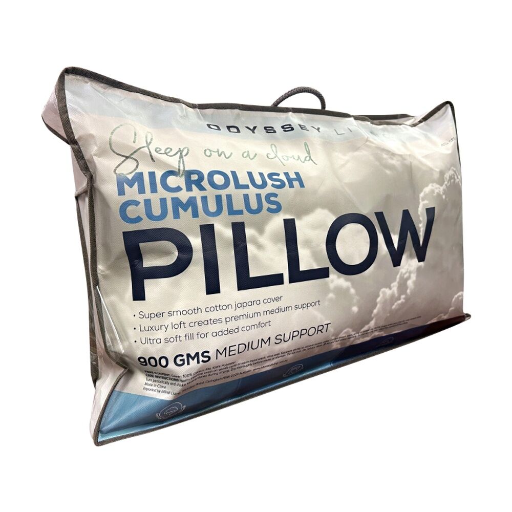 Odyssey Living Microlush Pillow 900gsm White Standard Medium Support (2 Pack) — image 3