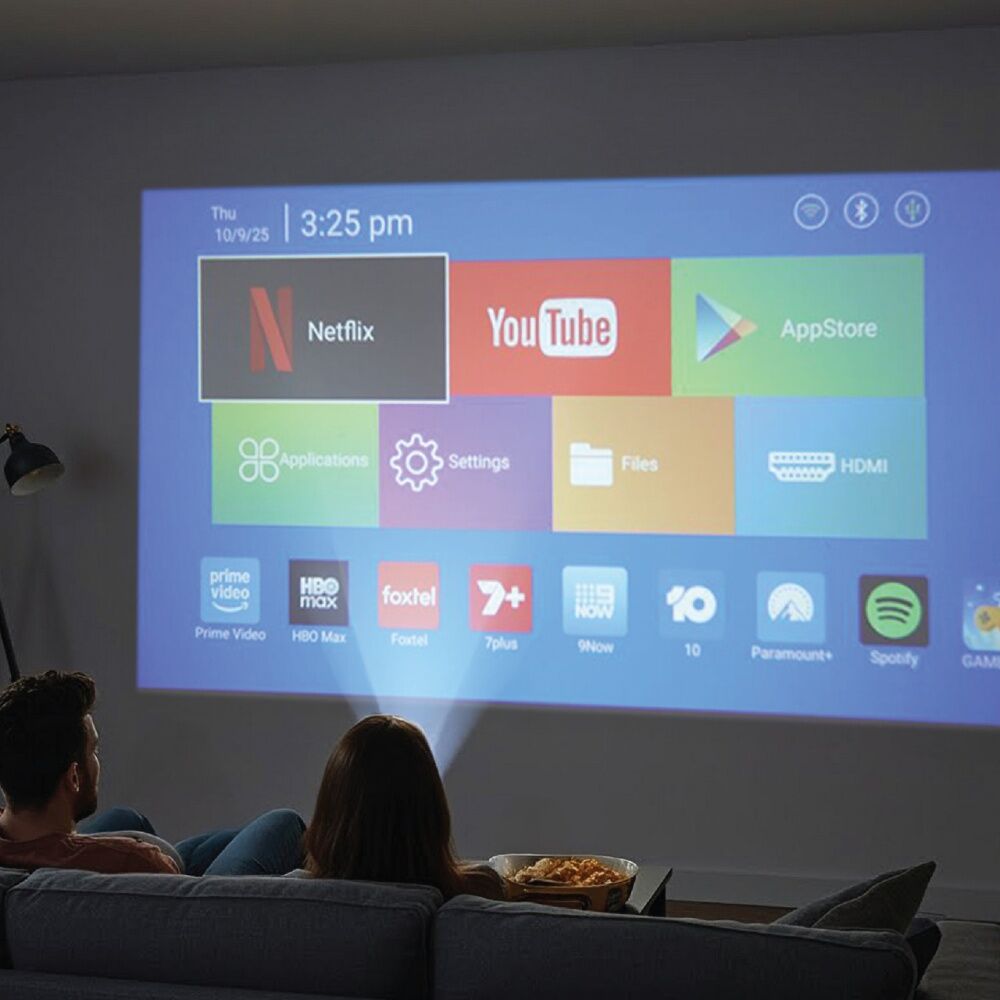 Laser Portable Smart Projector With Games & Two Controllers White (3 Pieces) — image 2