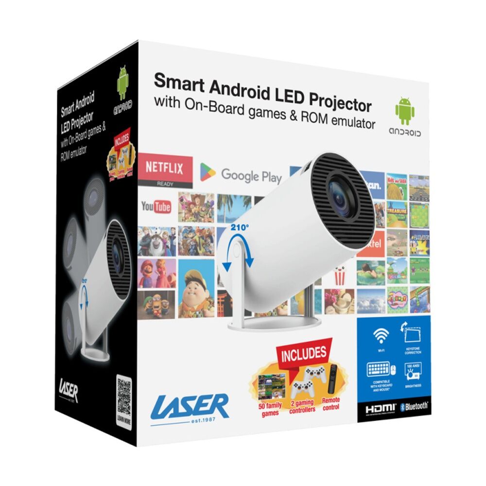 Laser Portable Smart Projector With Games & Two Controllers White (3 Pieces) — image 5
