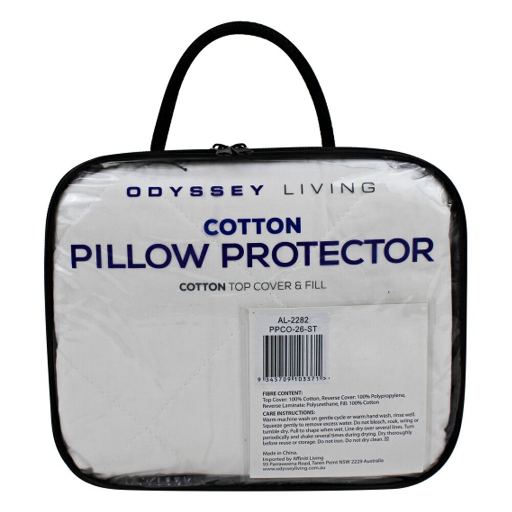 Odyssey Living White Cotton Quilted Pillow Protector Pillowcase 50cm x 75cm — image 2