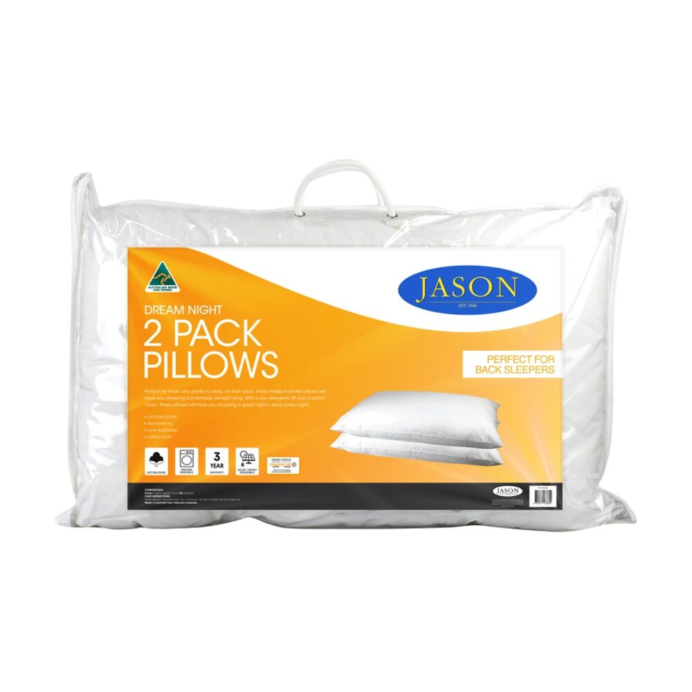 Jason 2pc Jason Dream Night Pillow Medium Profile For Back Sleepers 45x73 cm (2 Pack) — image 2