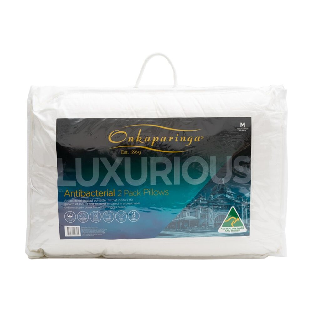 Onkaparinga 2pc Onkaparinga Luxury Antibacterial Pillows Cotton Sateen Cover Breathable (4 Pack) — image 2