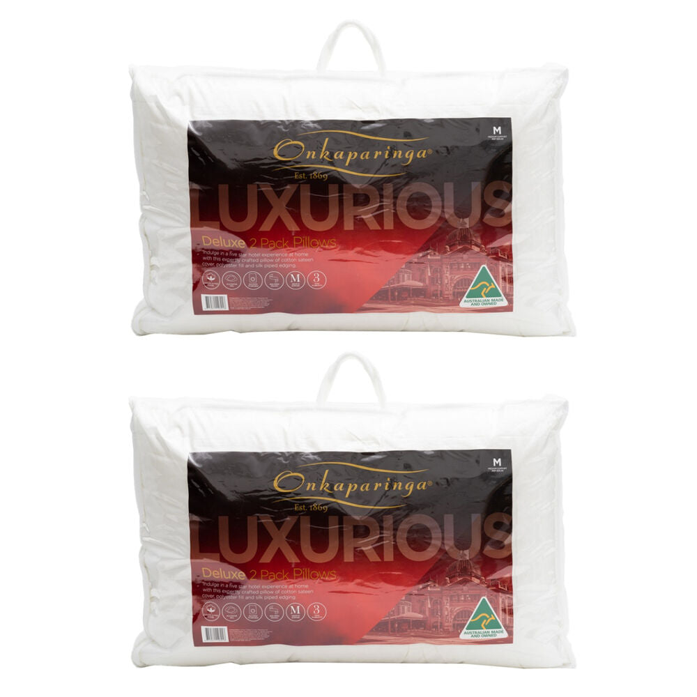 Onkaparinga 2pc Onkaparinga Deluxe Pillows With Cotton Sateen Cover Medium Support (2 Pack)