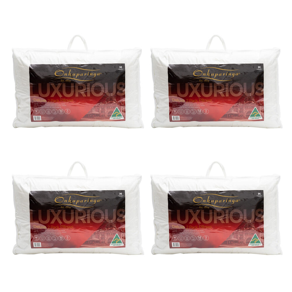 Onkaparinga 2pc Onkaparinga Deluxe Pillows With Cotton Sateen Cover Medium Support (4 Pack)