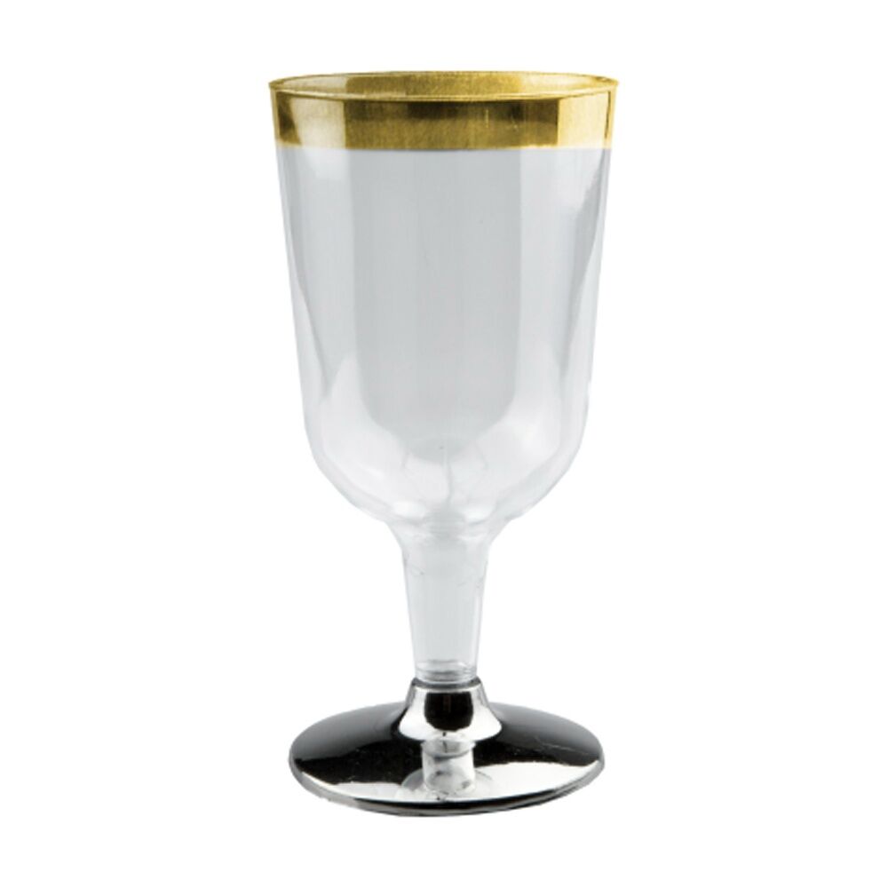 Partyware 6pc Partyware Wine Glass Tableware Set w/ Gold Rim 200ml Clear (12 Pack)