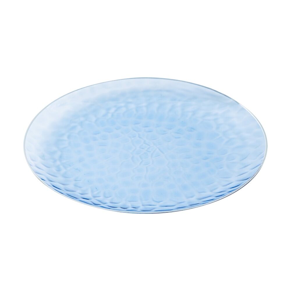 Partyware Heavy Duty Dimple Plates Set w/ Silver Rim 230mm Blue (10 Pieces)