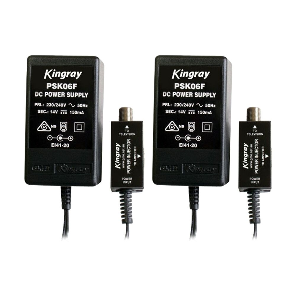Kingray 14V DC 150Ma Power Supply F Type Signal Amplifier TV Booster (2 Pack)