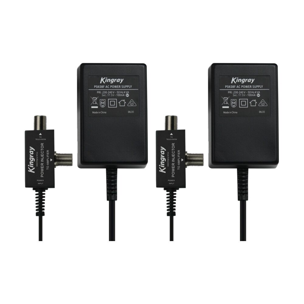 Kingray 17.5V AC 100Ma Power Supply F Type Injector (2 Pack)