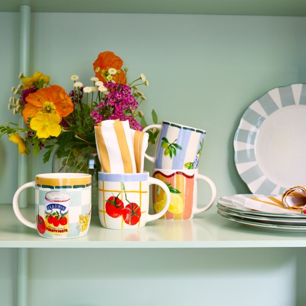 Porto Valentina Italian Inspired Illustration Mug Set Multicoloured (4 Pieces) — image 3