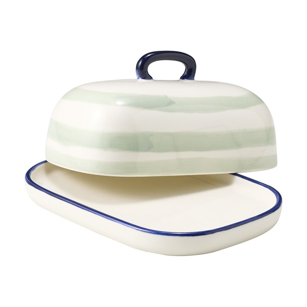 Porto Sable Kitchen Butter Dish White & Sage Green Stripe 18x12.5x10cm (2 Pack) — image 3