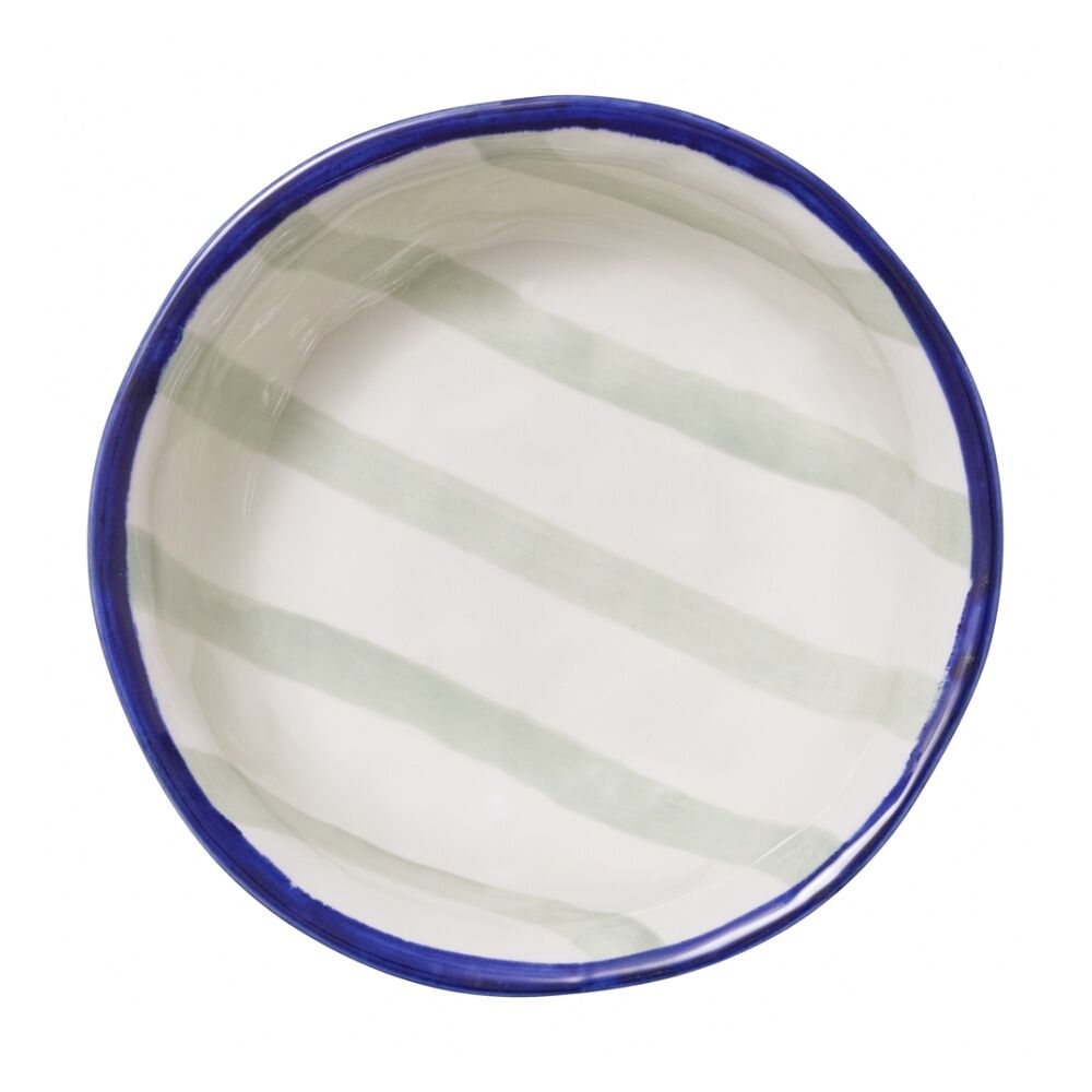 Porto Sable Kitchen Serving Bowl White & Sage Green Stripe 25cm (2 Pack) — image 3