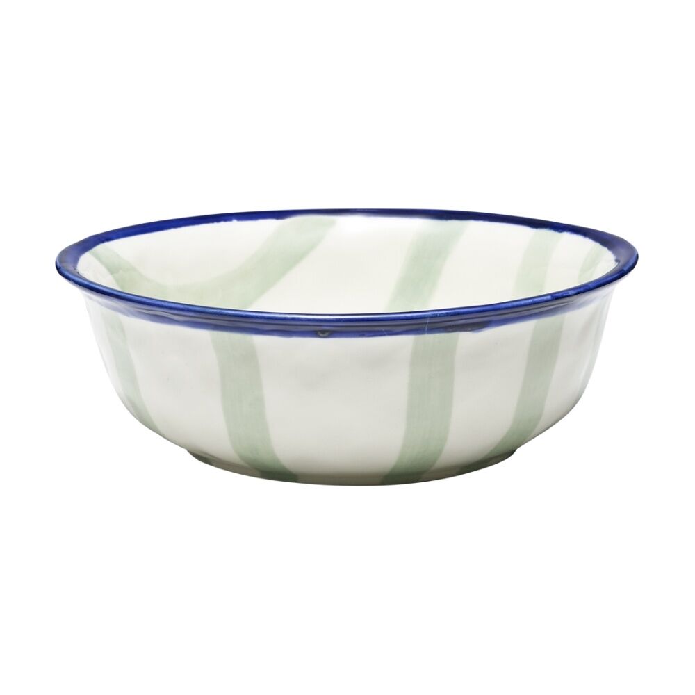Porto Sable Kitchen Serving Bowl White & Sage Green Stripe 25cm (2 Pack) — image 2