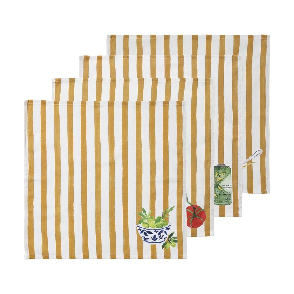 Porto 4pc Porto Italian Food Inspired Brown/White Stripe Valentina Napkins 45x45cm (2 Pack) — image 2