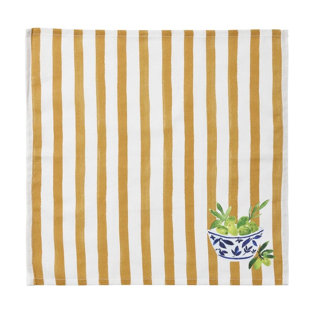 Porto Italian Food Inspired Brown & White Stripe Valentina Napkins 45x45cm (4 Pieces) — image 2