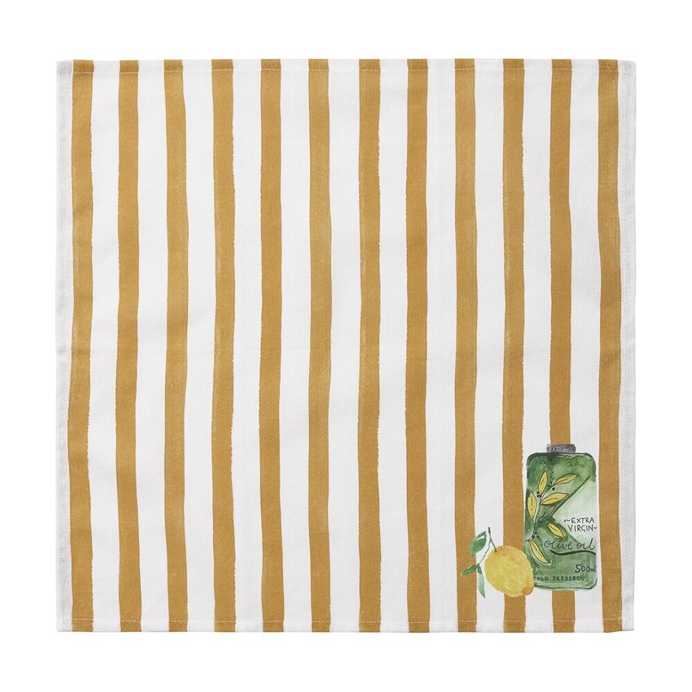 Porto Italian Food Inspired Brown & White Stripe Valentina Napkins 45x45cm (4 Pieces) — image 4