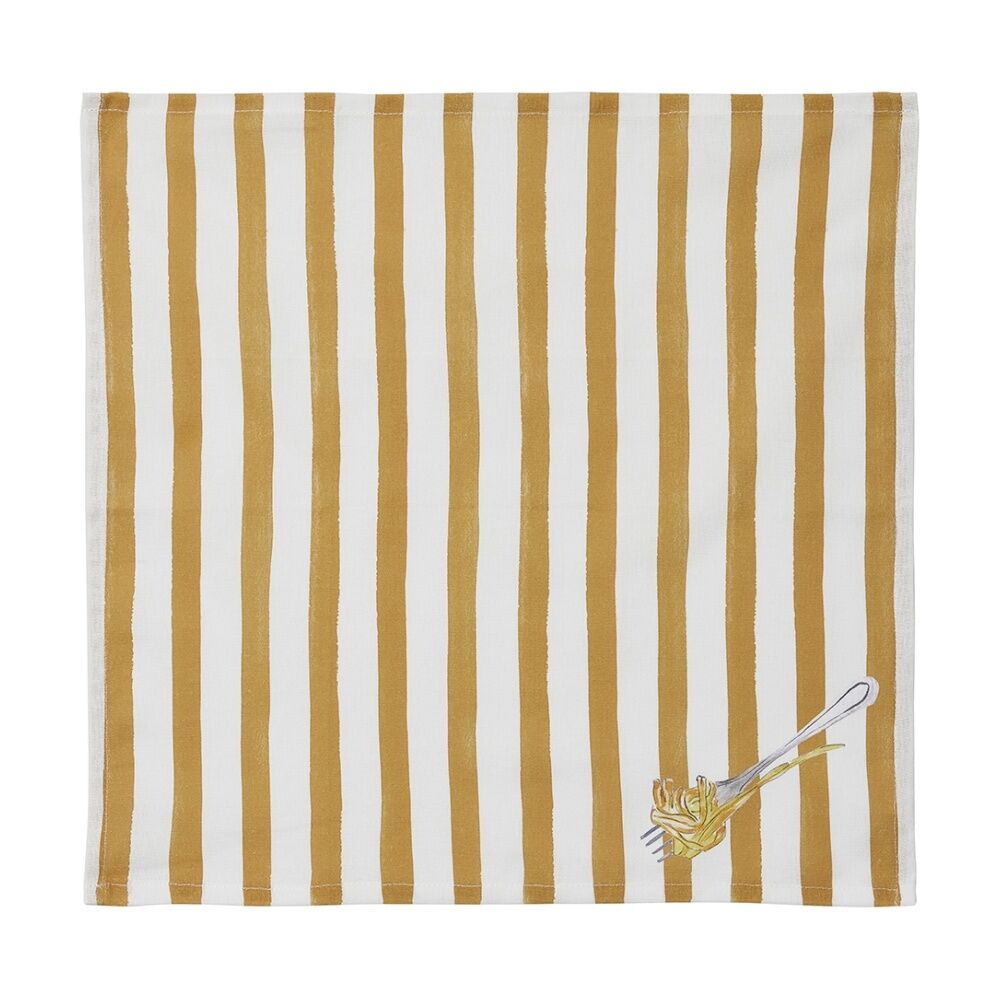 Porto Italian Food Inspired Brown & White Stripe Valentina Napkins 45x45cm (4 Pieces) — image 5