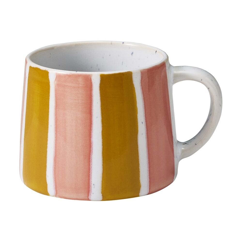 Porto 320ml Carnevale Stoneware Coffee Mug Sunset Yellow/Pink Stripe