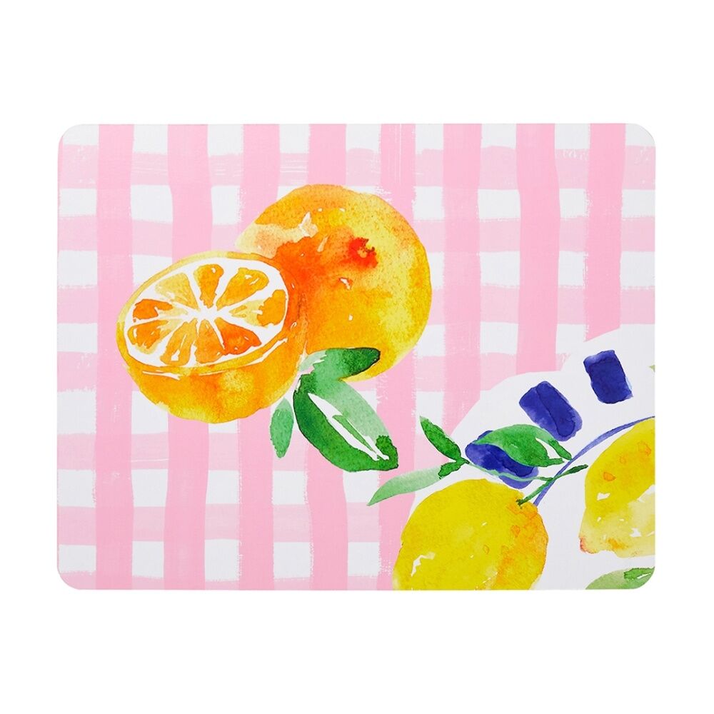 Porto Positano Inspired/Pink Check w/ Lemons Dinner Placemats 34x26.5cm (4 Pieces) — image 2