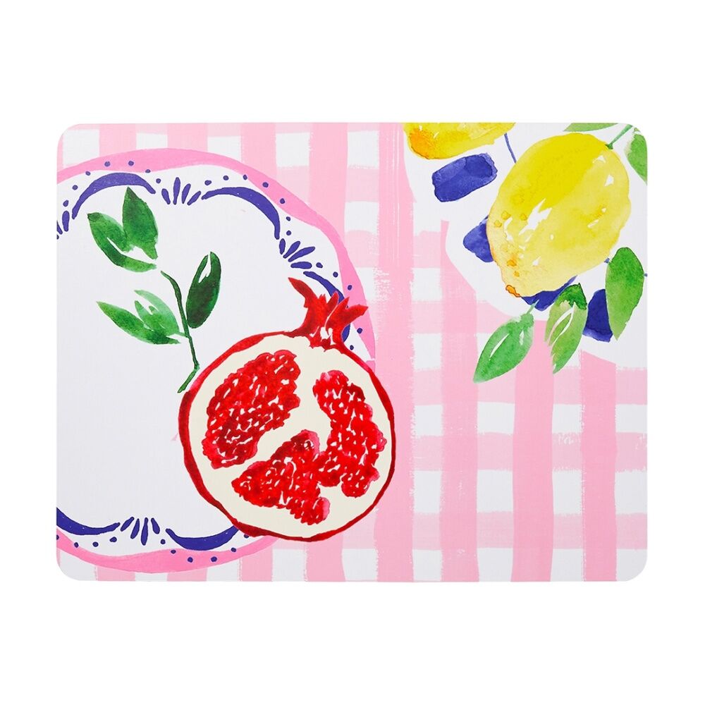 Porto Positano Inspired/Pink Check w/ Lemons Dinner Placemats 34x26.5cm (4 Pieces) — image 3
