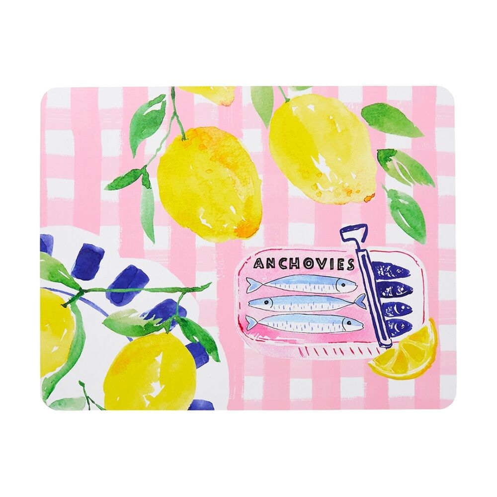 Porto Positano Inspired/Pink Check w/ Lemons Dinner Placemats 34x26.5cm (4 Pieces) — image 5
