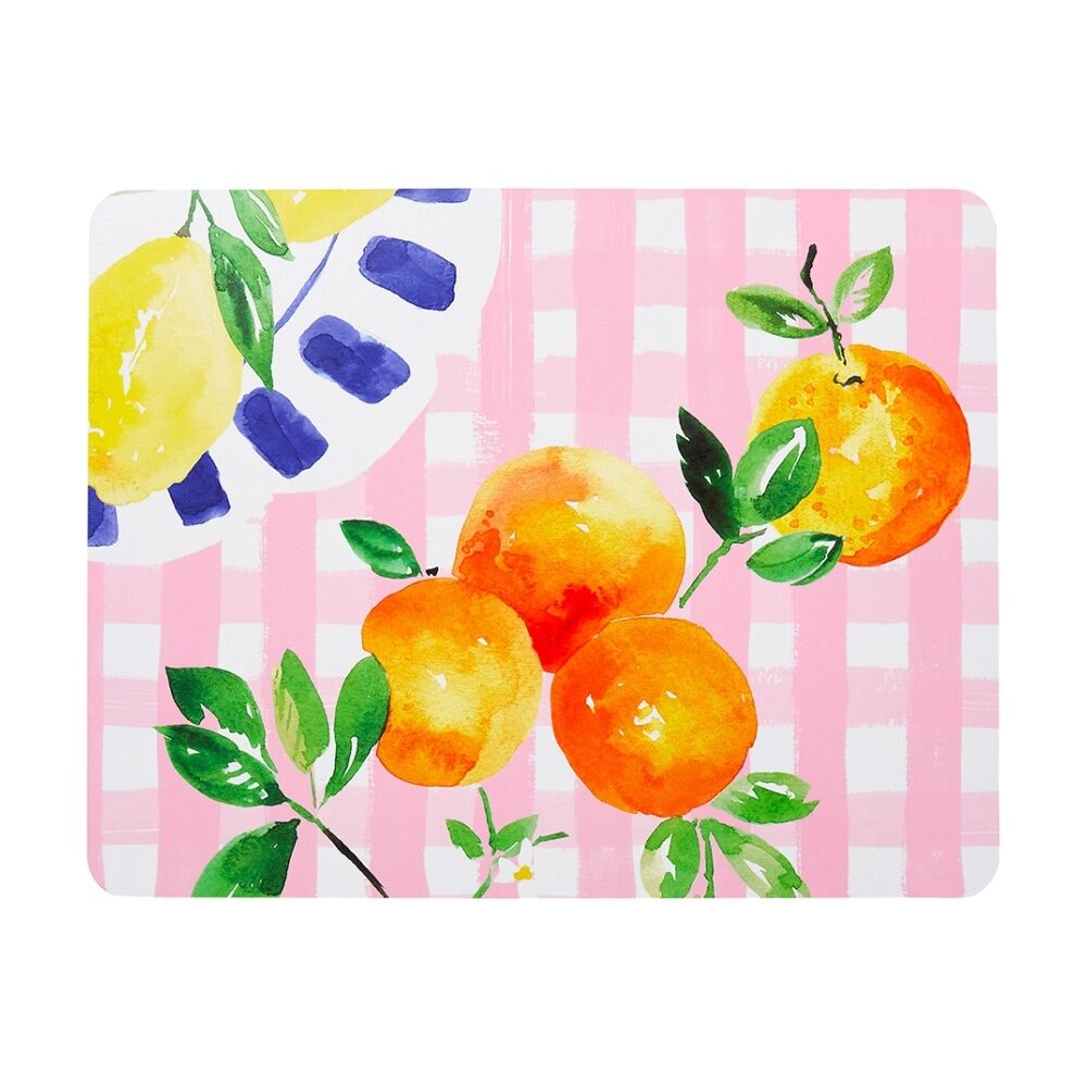 Porto Positano Inspired/Pink Check w/ Lemons Dinner Placemats 34x26.5cm (4 Pieces) — image 4
