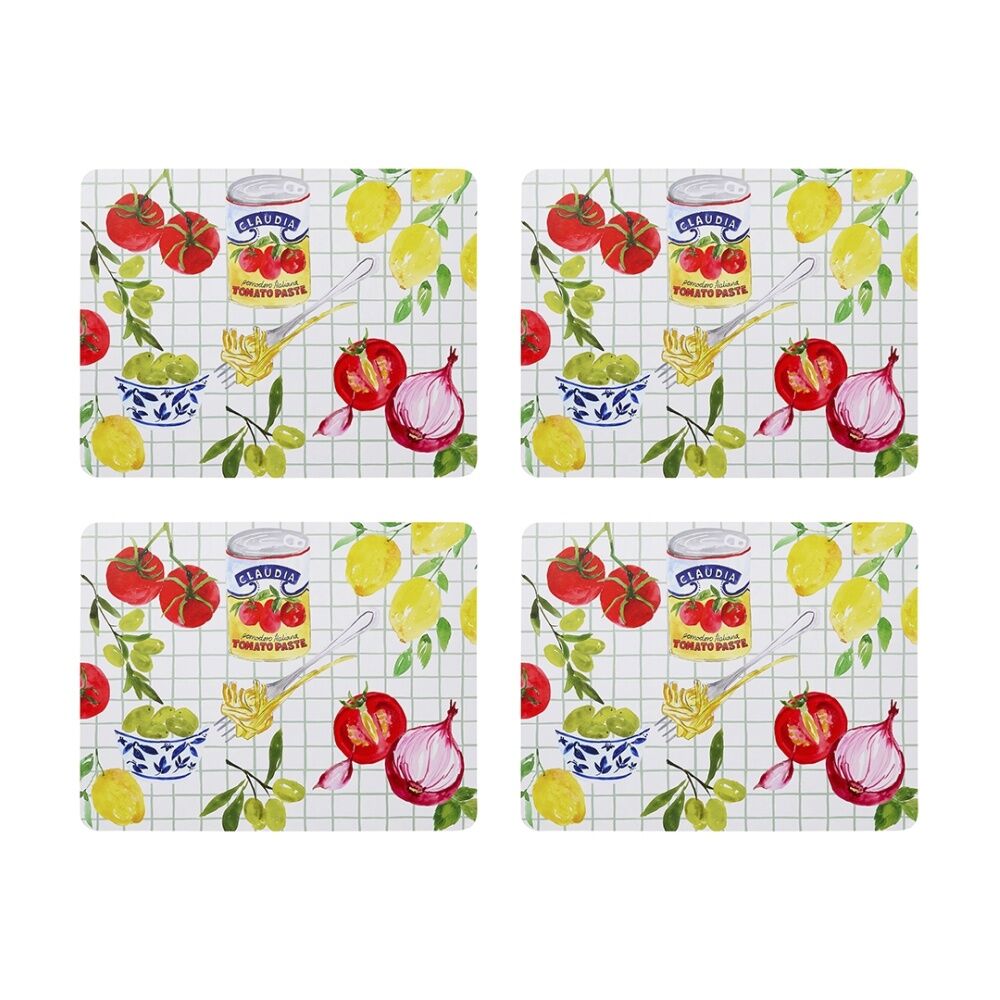 Porto Valentina Food Illustration Rectangle Dinner Placemat 34x26.5cm (4 Pieces)